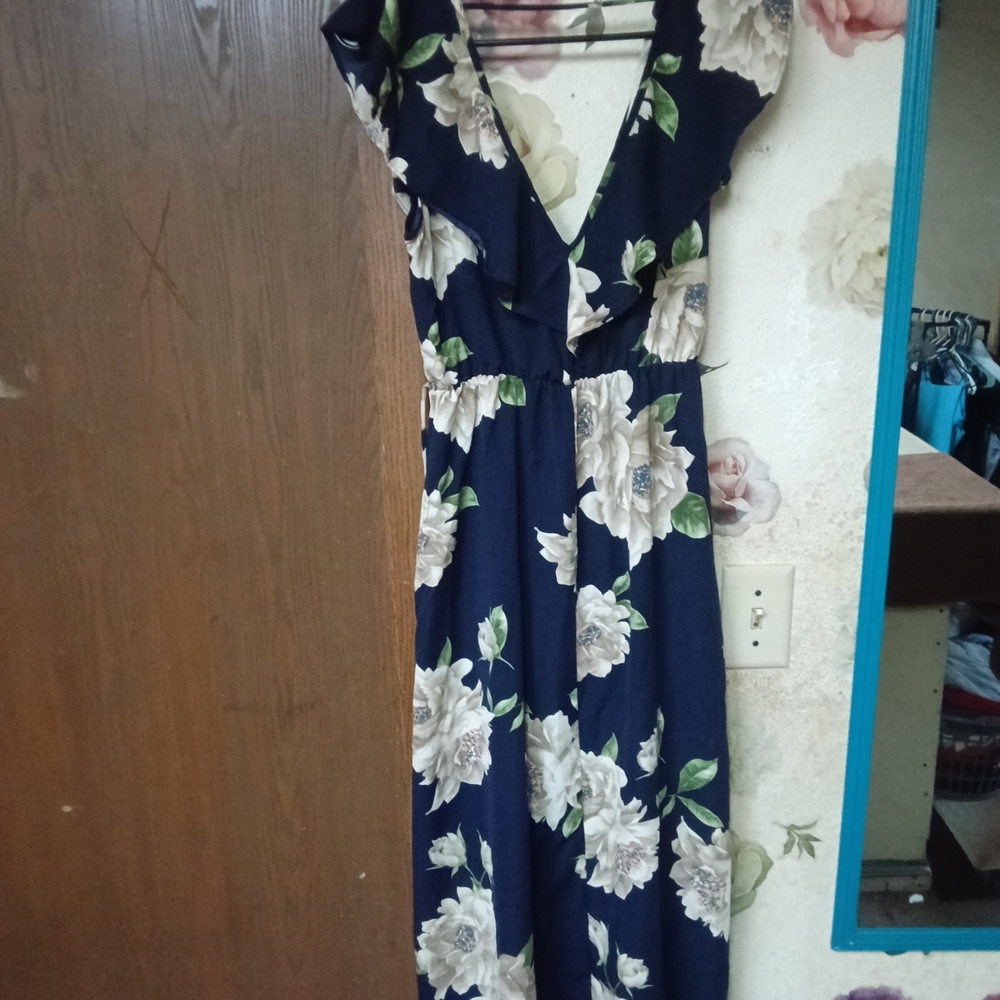 Soprano Navy Blue Wrap Floral Dress - Picture 6 of 6